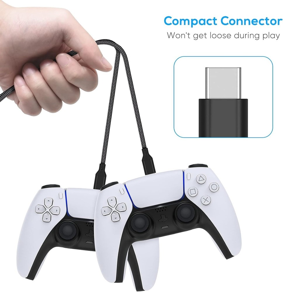 16.4FT USB Type C Charging Cable for PS5/Xbox Series Controllers - Nylon Braided