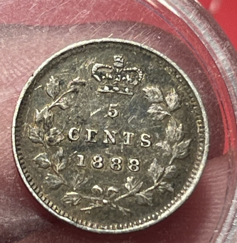 1888 Five Cents Canada Silver Half Dime
