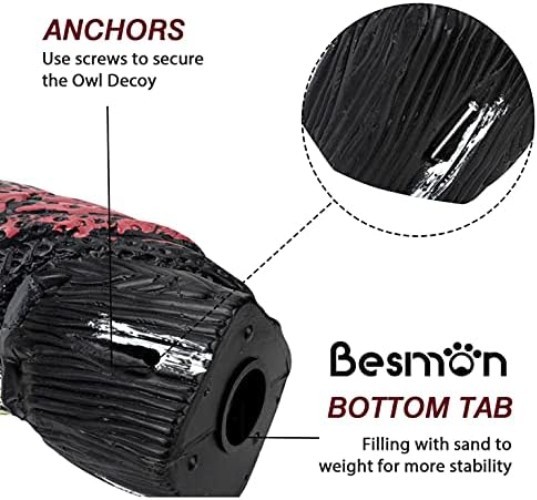 Robust Owl Decoy with Sand Compartment for Stability - Elegant Bird Deterrent