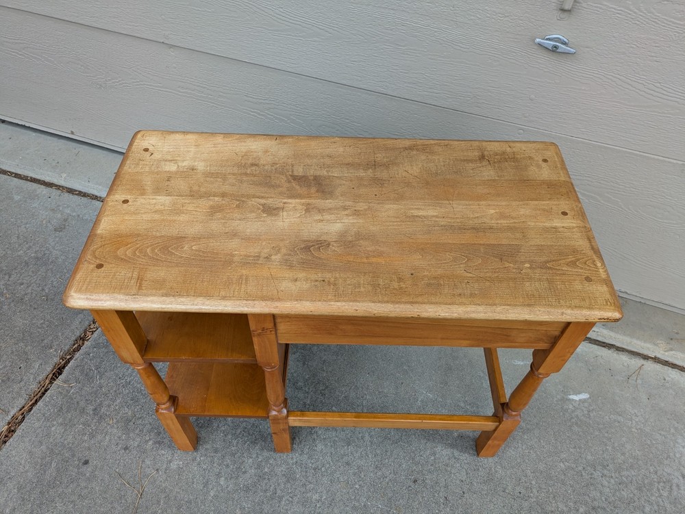 Vintage Rustic Country Colonial Solid Maple Wood Writing Desk Table Shaker