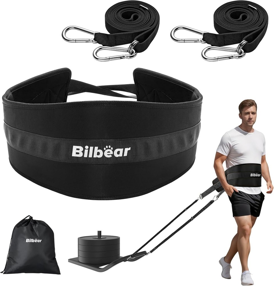 Bilbear Sled Pulling Belt,Adjustable Sled Training Waist Belt, Belt for Pulling