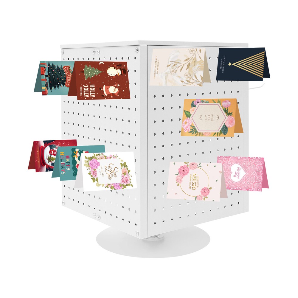 Pegboard Rotating Display Stand, 4 Sided Spinning Peg Board Display, w/ 20 hooks
