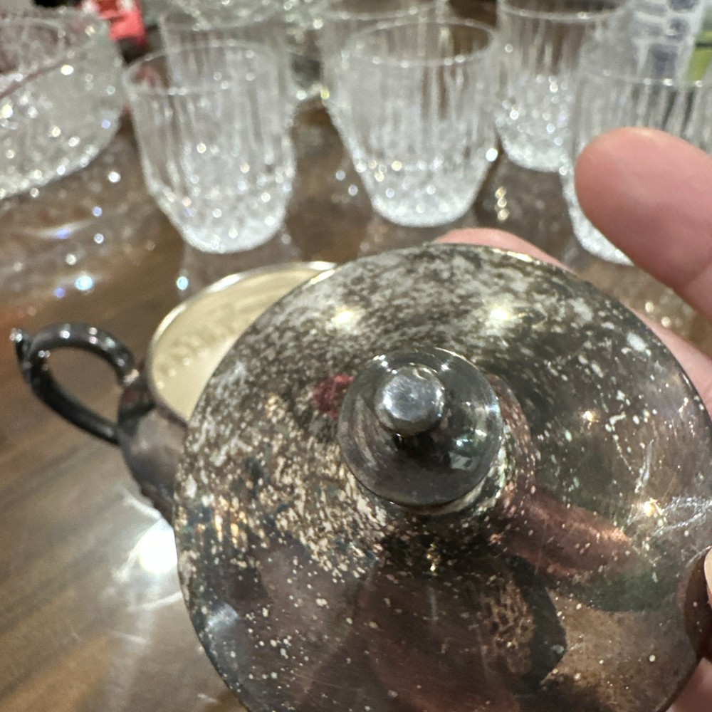 Vintage Silver Plated on Copper Sugar Bowl + Lid