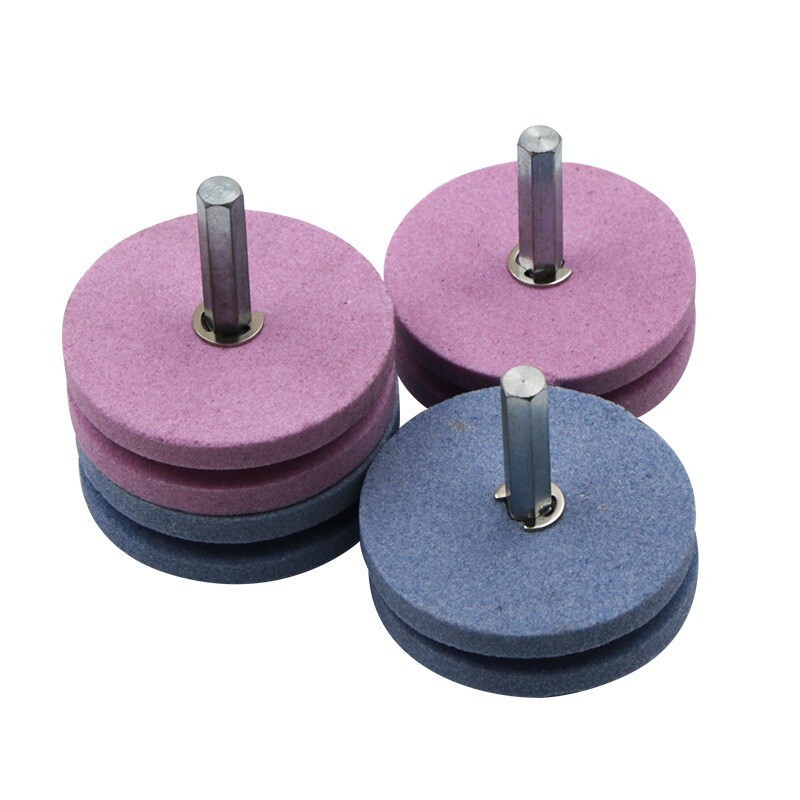 1Pcs Lawn Mower Blade Sharpener, Four Layer Corundum Blade Sharpener, Blue Pink