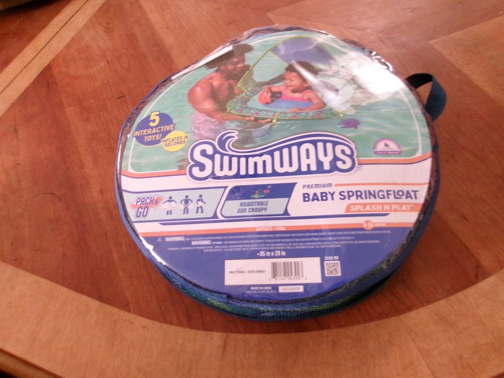 Swimways Premium Baby Springfloat With Sun Canopy Blue *9-24 Months R5P1