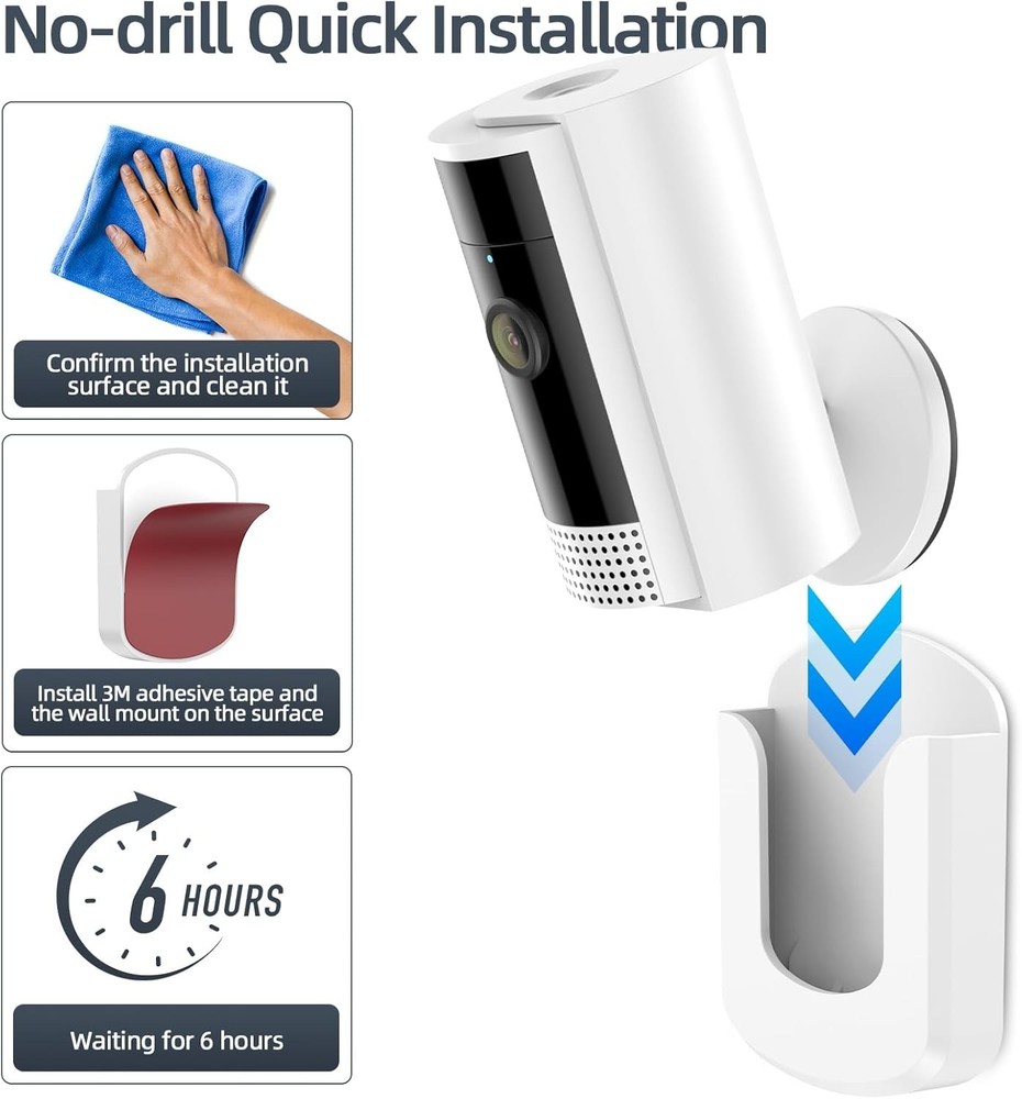 Adhesive Wall Mount Bracket for Ring Cameras - Effortless Installation, 3 Pack