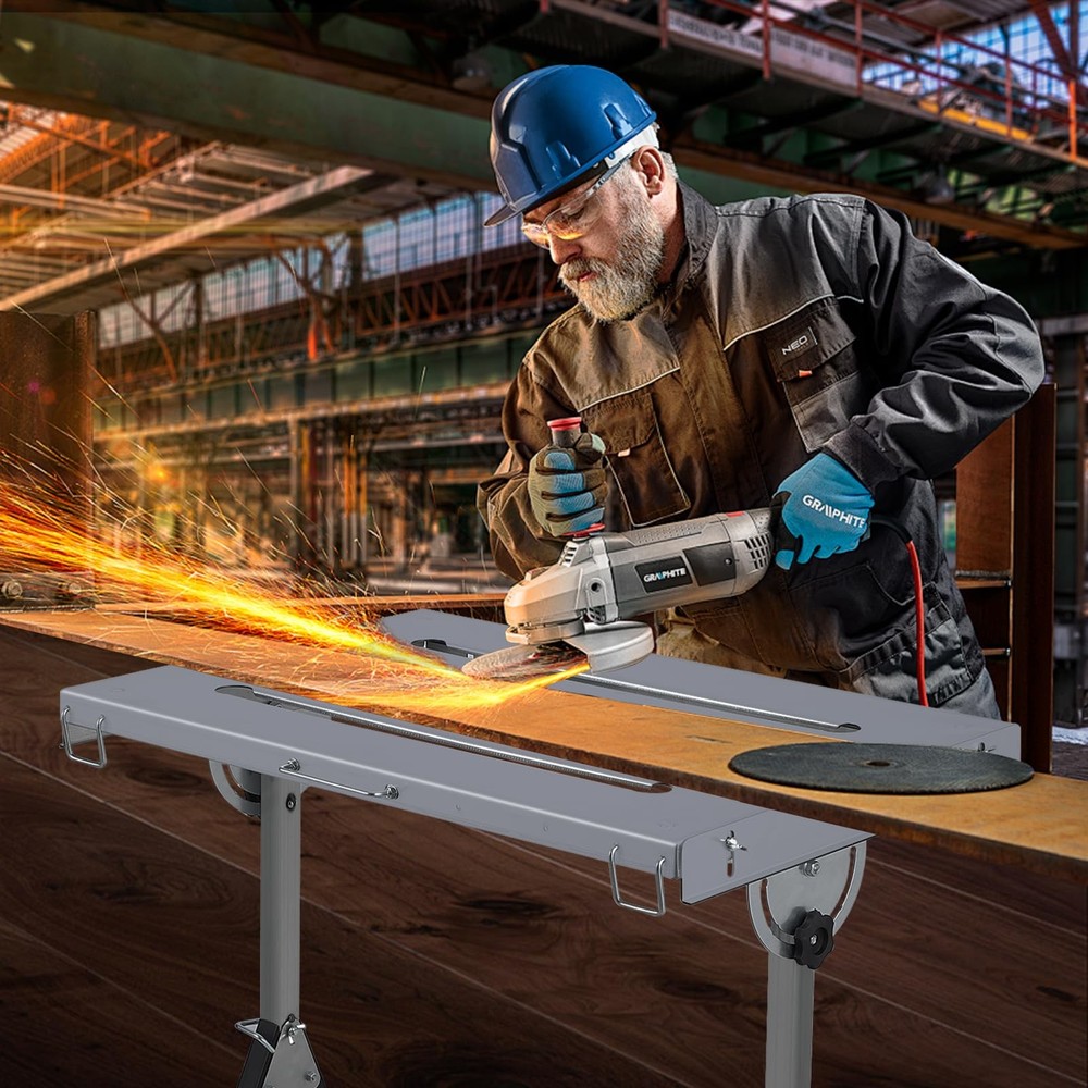 Welding Table 44x21 Inch Steel Folding Workbench 500 Lbs Load Capacity, Adjustab
