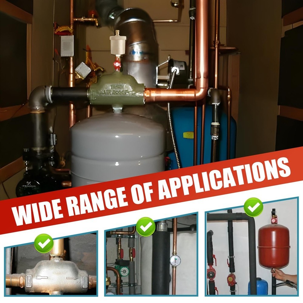 1/8 Inch Brass Compact Float Vent Kit, Automatic Air Bleeding for Systems C6N2