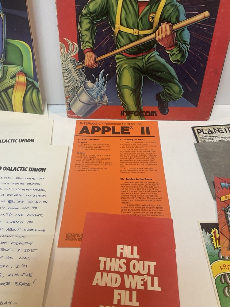 Vintage Apple II Software Game Infocom PLANETFALL Folio