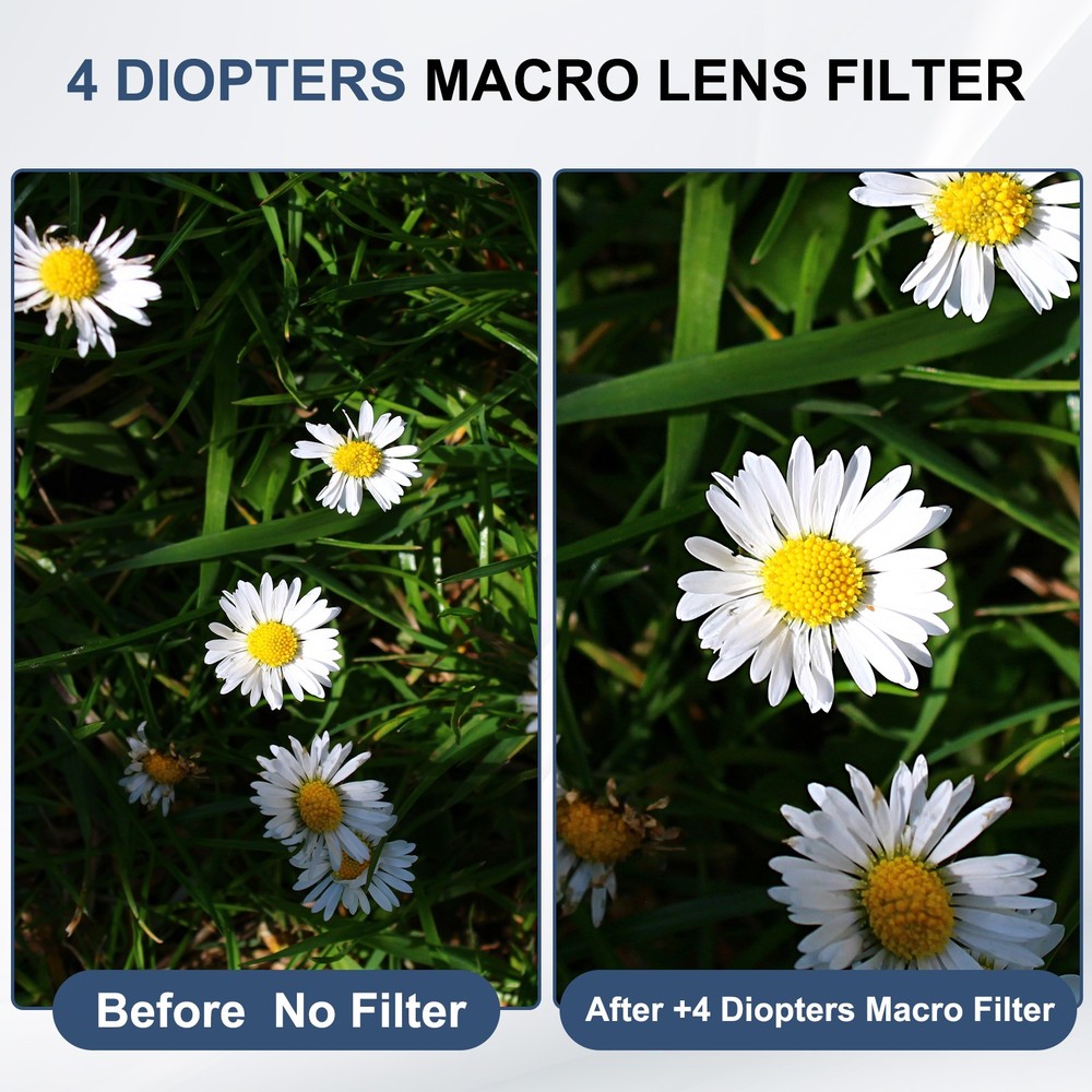 67mm Close-up Filter Macro Lens Filter +4 Diopter Magnification with Cap, Black