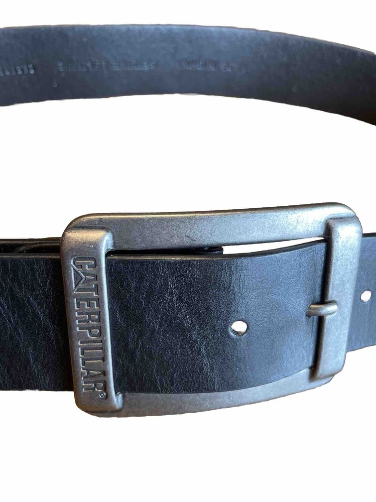 Caterpillar Buckle Black Leather Belt Size M