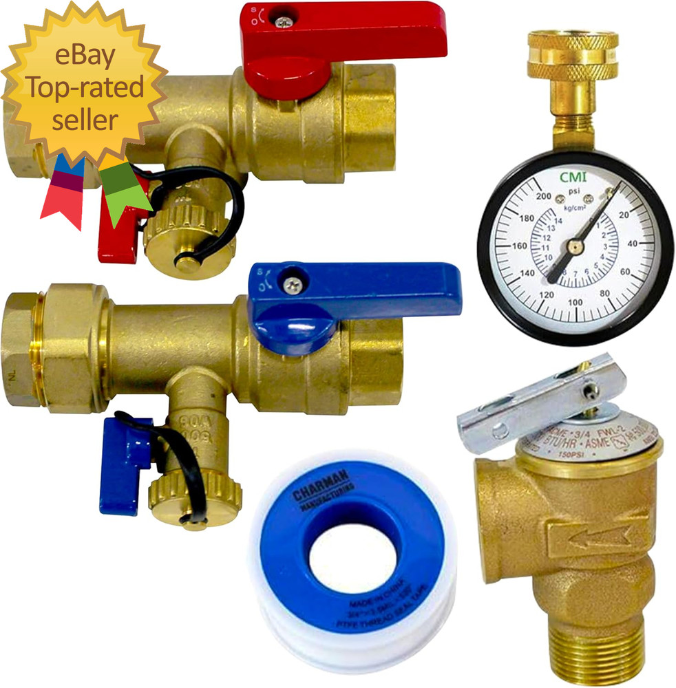 Inc - 1 Inch IPS Tankless Water Heater Isolation Service Valve Kit Female