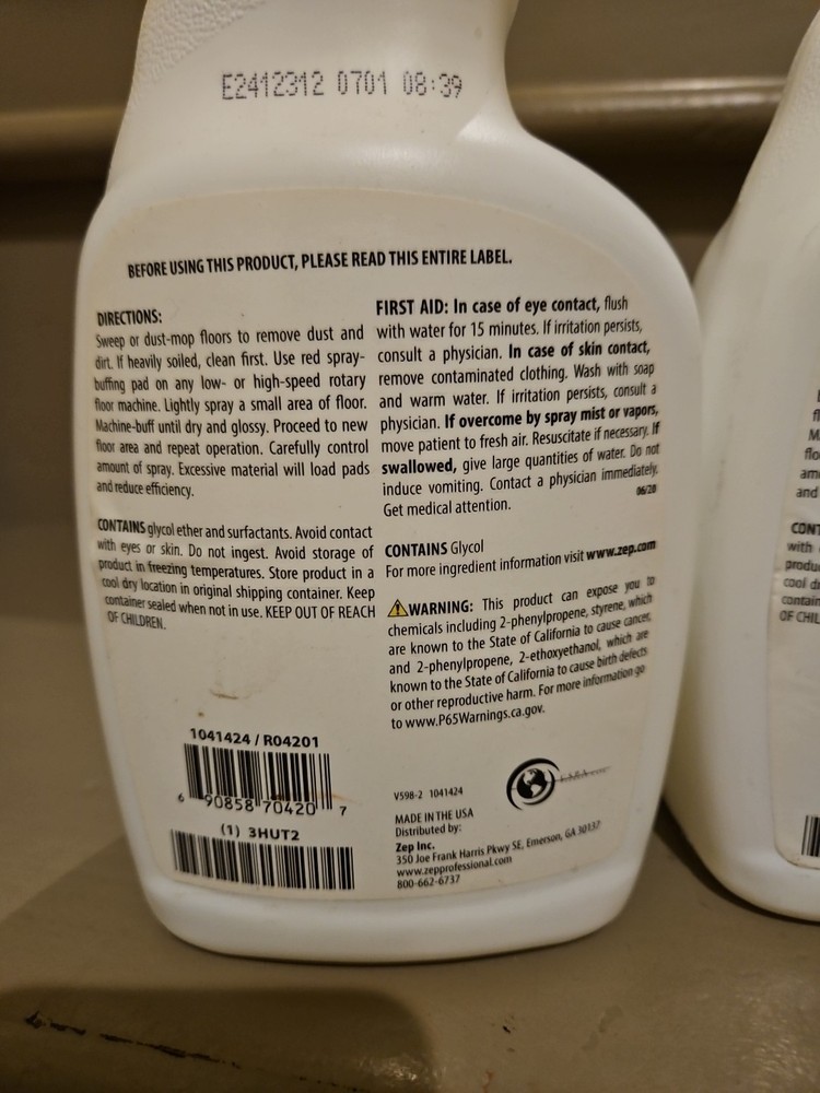 Zep Z-Tread Buff-Solution Spray 32 Oz Two Bottles