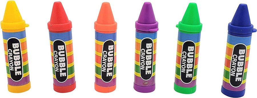 Colorful Crayon Shaped Bubble Bottles (24 Pack)