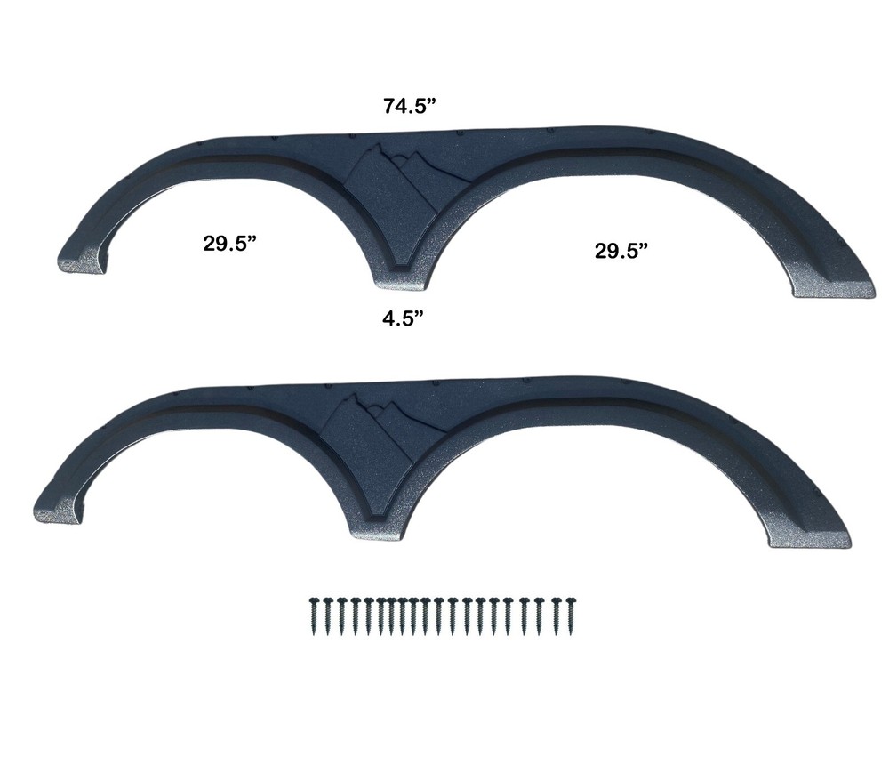 Set of Tandem RV Trailer Fender Skirts Flares 74.5" Black Camper Travel Trailer