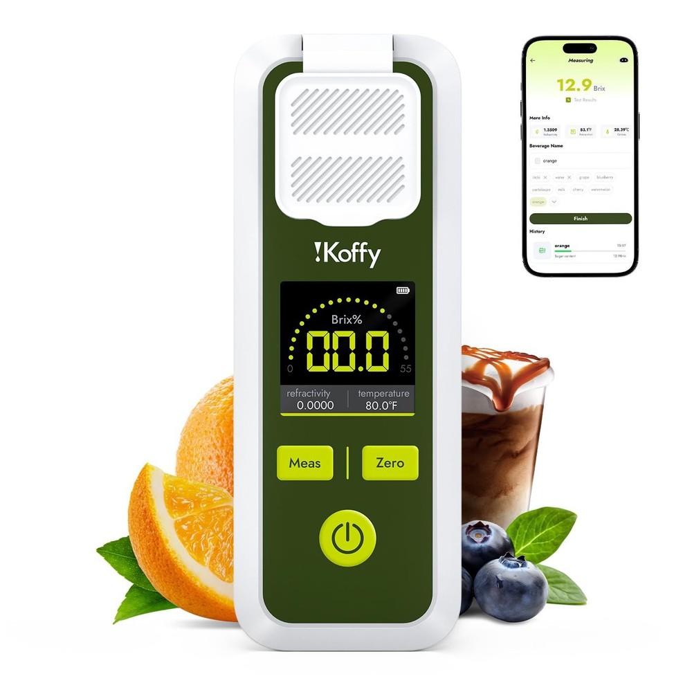 AI Digital Brix Refractometer ATC APP Sync AI Analysis 0-55% Range, ±0.1% Accura