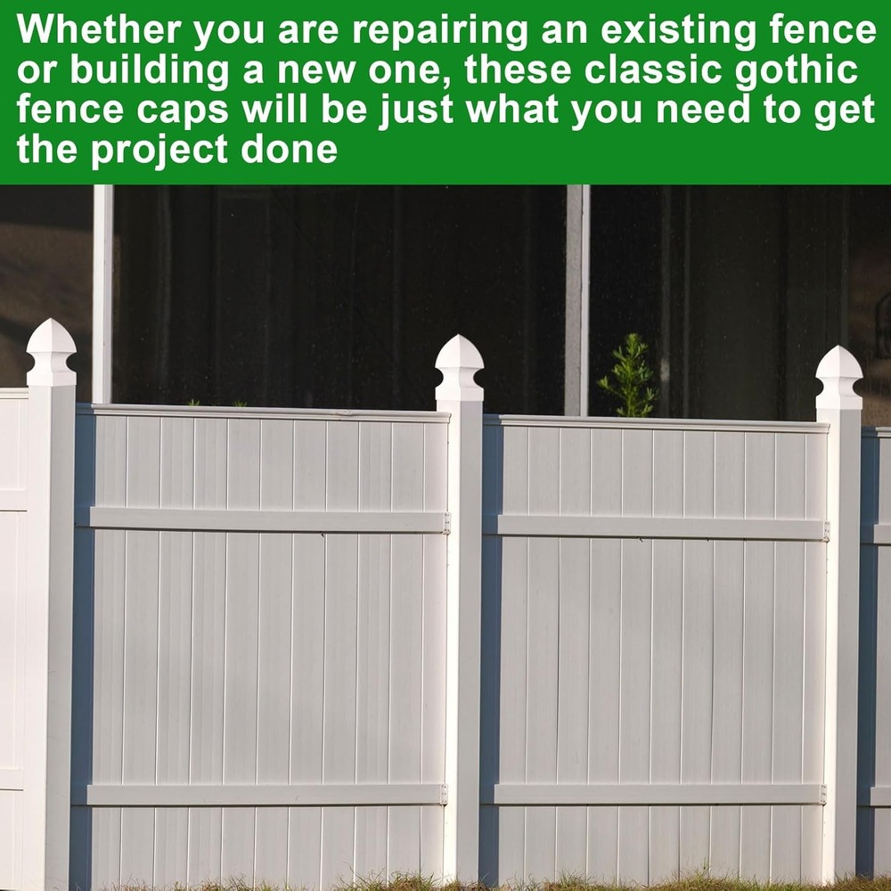Lothee 6 Pcs Vinyl Post Cap Gothic Caps Decking 4'' X 4'', White