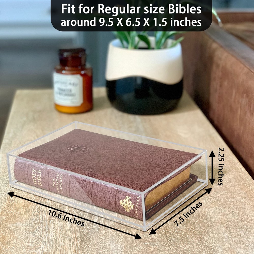 Clear Display Case for Bible, Acrylic Wall Mount Vertical & Horizontal Displa...