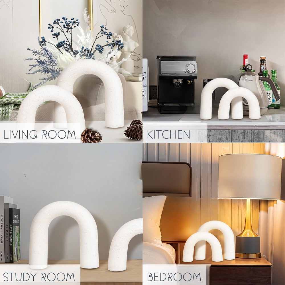 Defined Deco Ceramics Arch Decorative Objects,Neutral Home Decor for Shelves,...