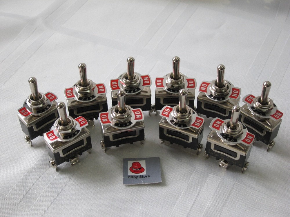 Lowrider Hydraulics Toggle Switch 3 prongs, (on)-off-(on), 10 pcs, value pack