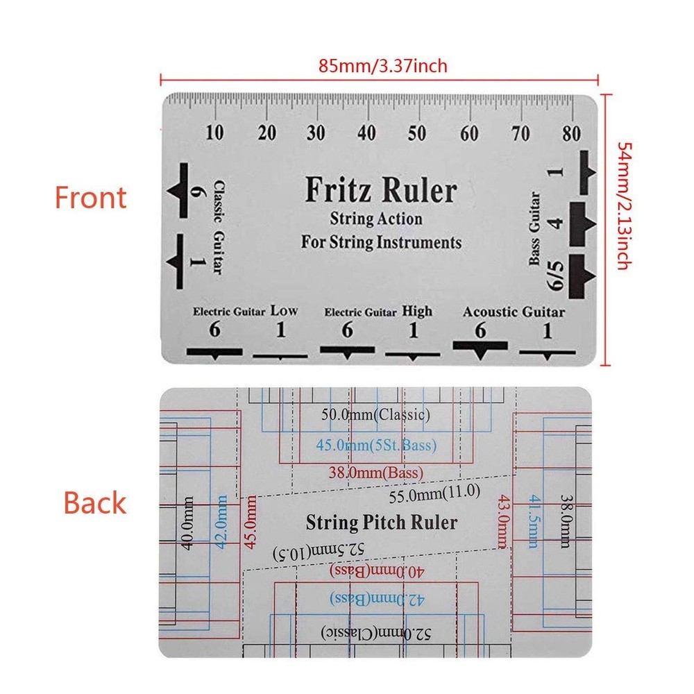 Guitar Neck Notched Straight Edge Luthiers Tool with String 2Pcs, Silver