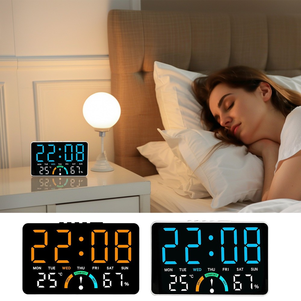 Digital Alarm Clock Temperature Display Nightstand Clock with Humidity Display
