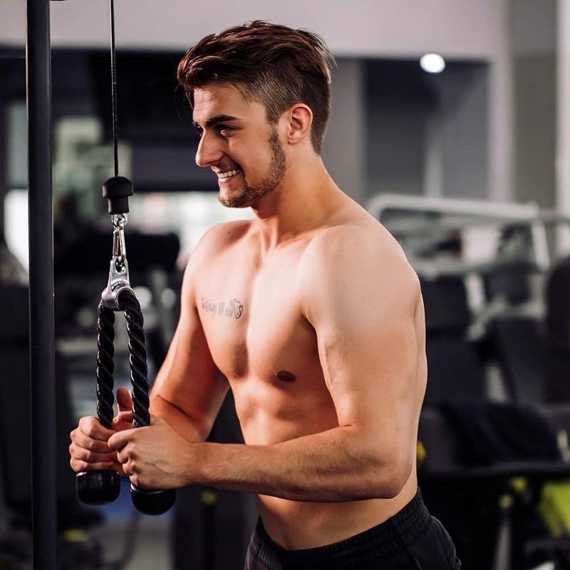 Tricep Press Down Cable Machine Attachment Steel Body Training Lat Pulldown