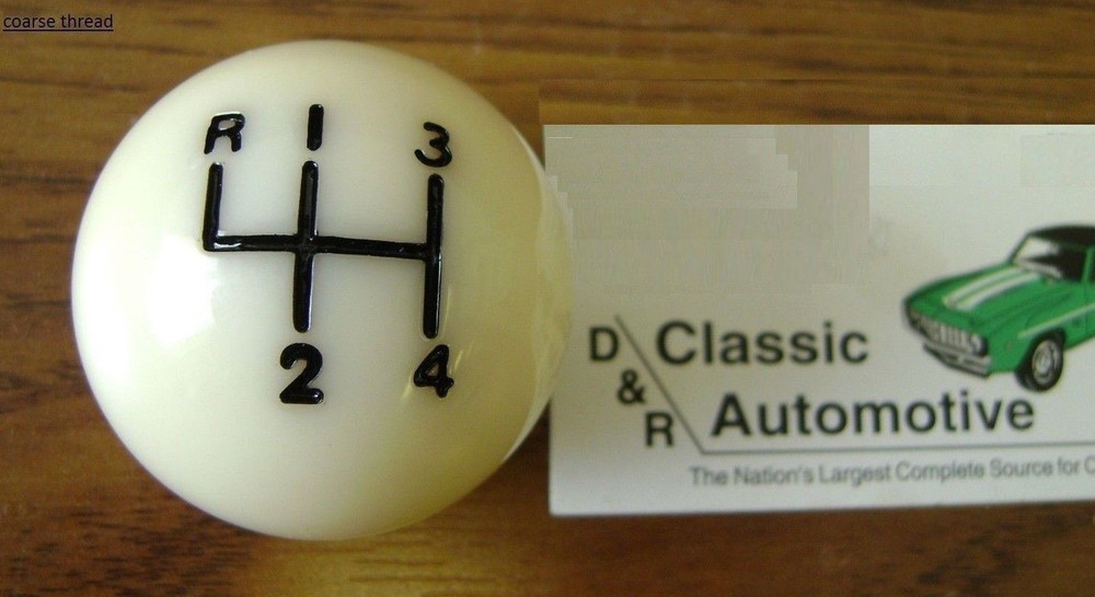 Shift Ball Knob White 3/8 Coarse Thread 4-speed Shifter fits hurst