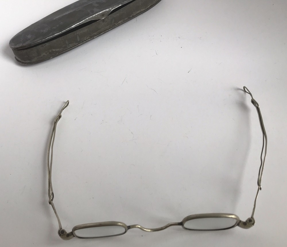 Antique Eyeglasses W/ Tin Case Spectacles