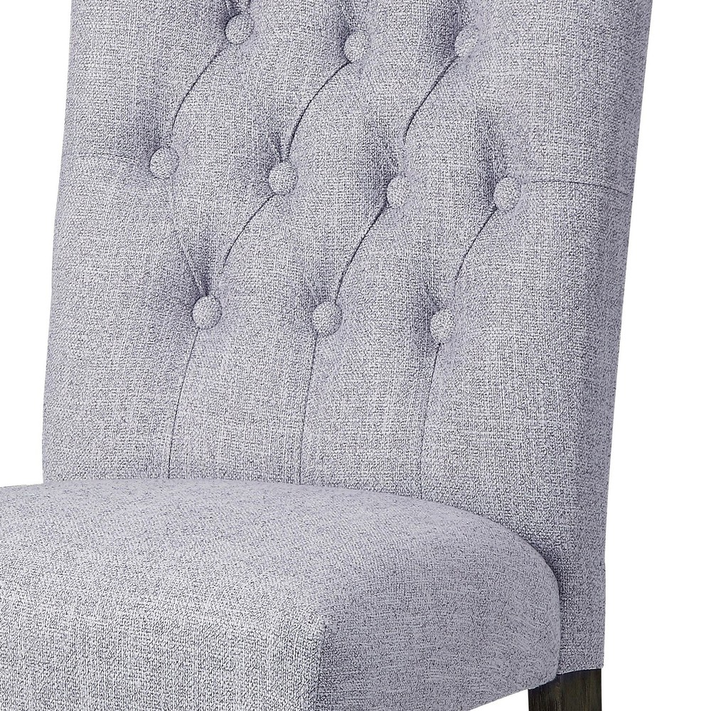 Grey and Grey Oak Side Chair with Button Tufted