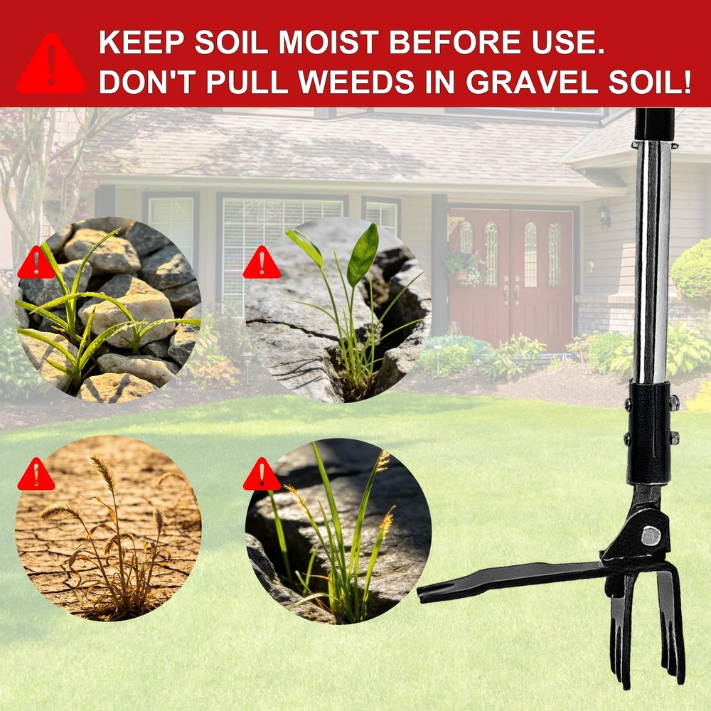 Weed Puller Tool, Stand Up Weed Puller with Stainless Steel Long Handle, 6-Cl...
