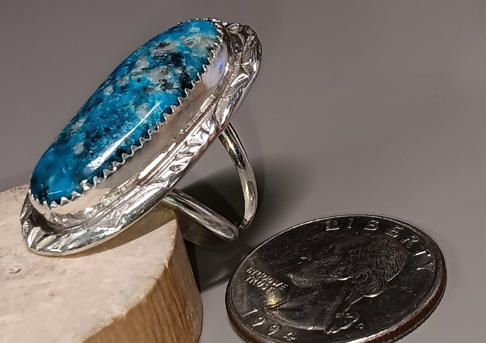 NEW HERBERT TSOISE COMPLEX TURQUOISE STERLING RING FITS SZ. 5.75