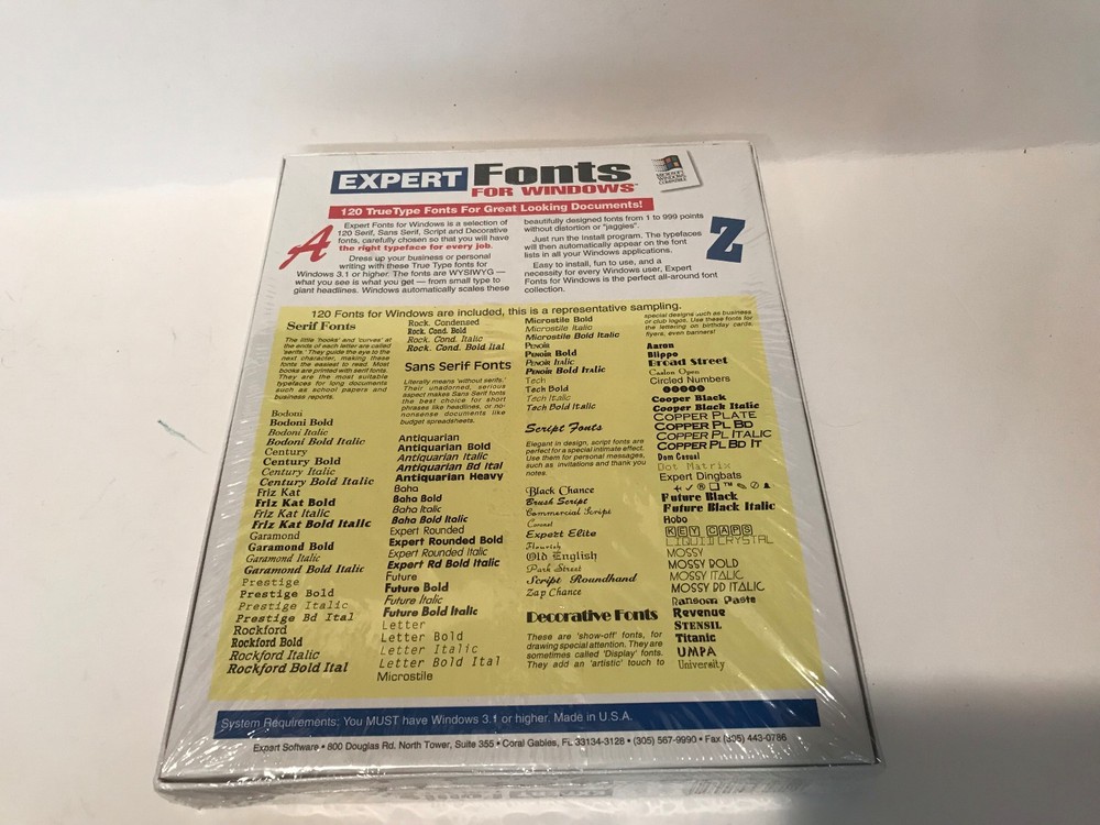 Expert Fonts for Windows computer program 1993
