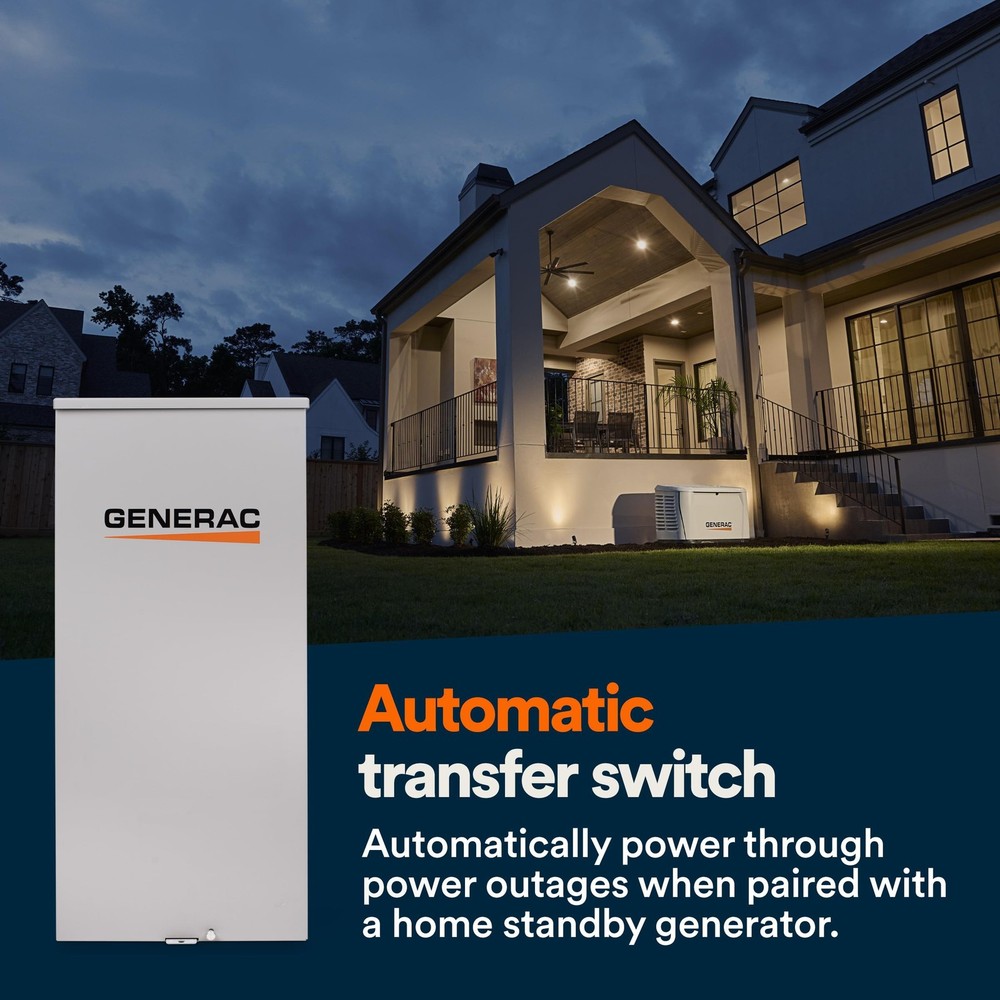 Generac Next Gen 200-Amp Generator Transfer Switch, Automatic Smart Open Tran...