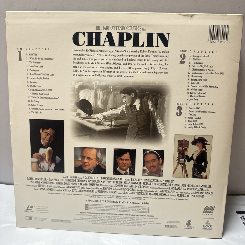 "Chaplin" Widescreen Laserdisc LD - Robert Downey Jr.