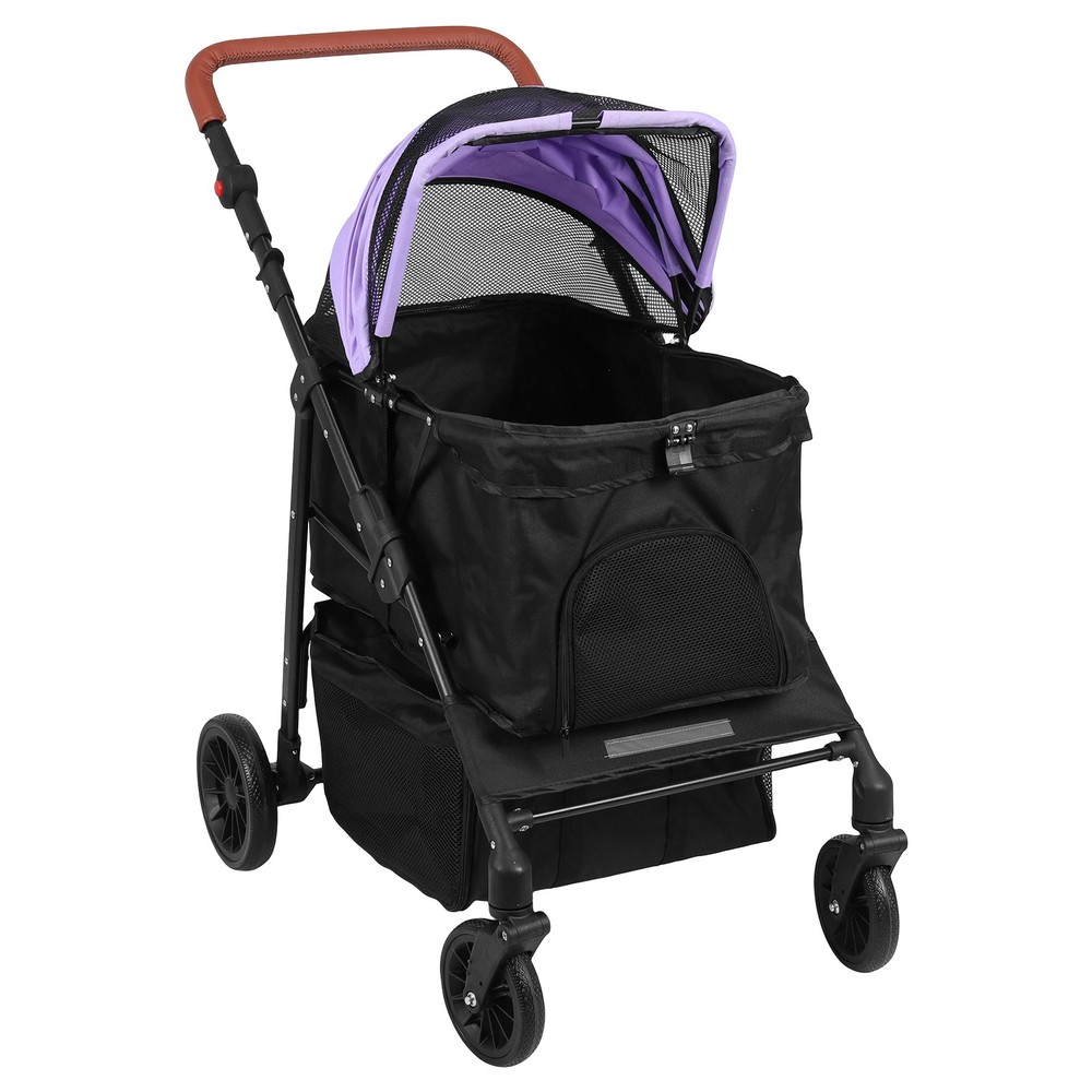 Pet Stroller Adjustable Handle Smooth-Ride Dog Stroller for Small & Medium Dogs