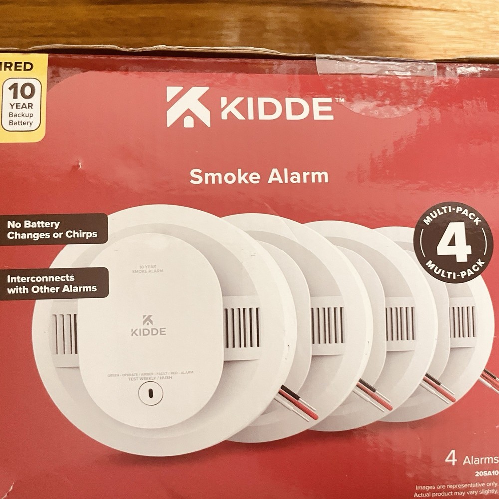 Kidde Hardwired Interconnected Smoke Detector w/Photoelectric Sensor 4 Pack