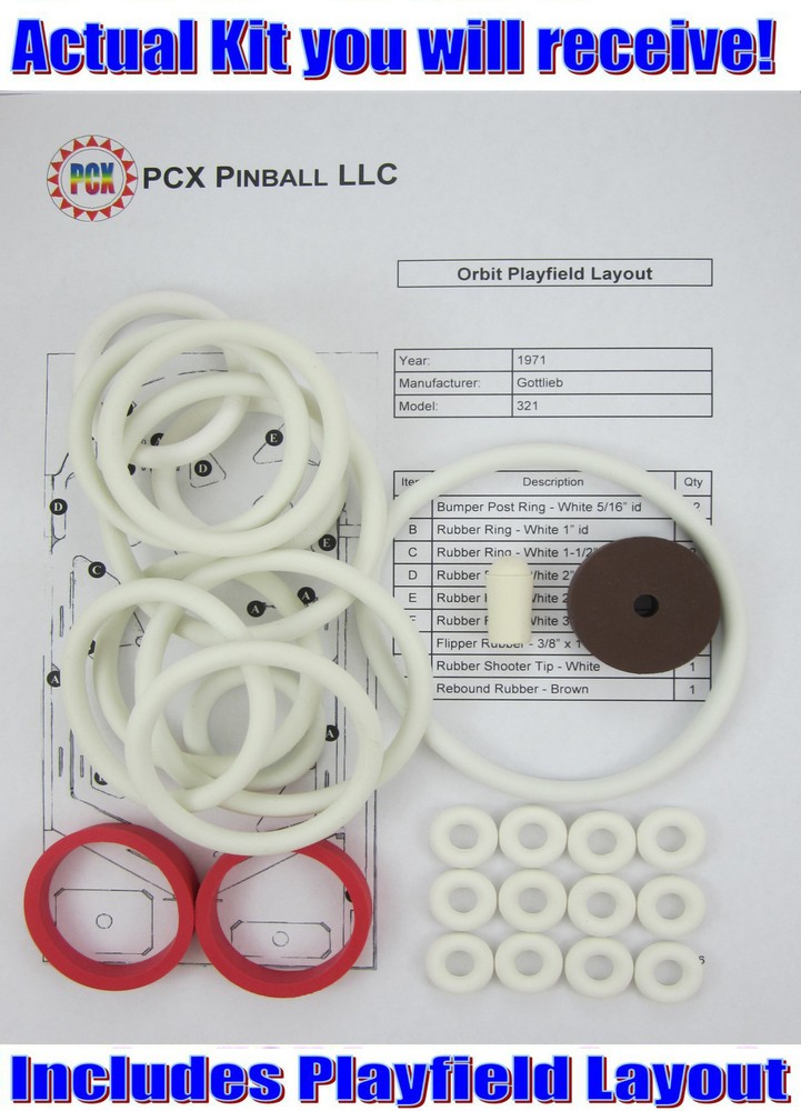 1971 Gottlieb Orbit Pinball Machine Rubber Ring Kit