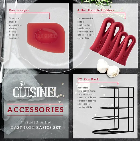 CUISINEL Chef's Basic 5 Piece Cast Iron Set CB-503 - Black