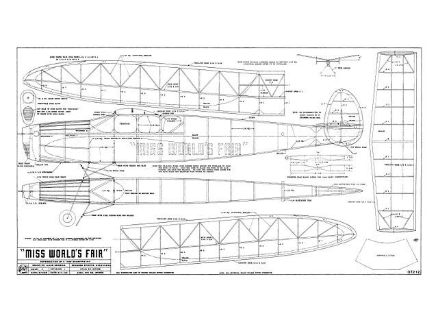 Miss Worlds Fair rubber powered Printed Plans