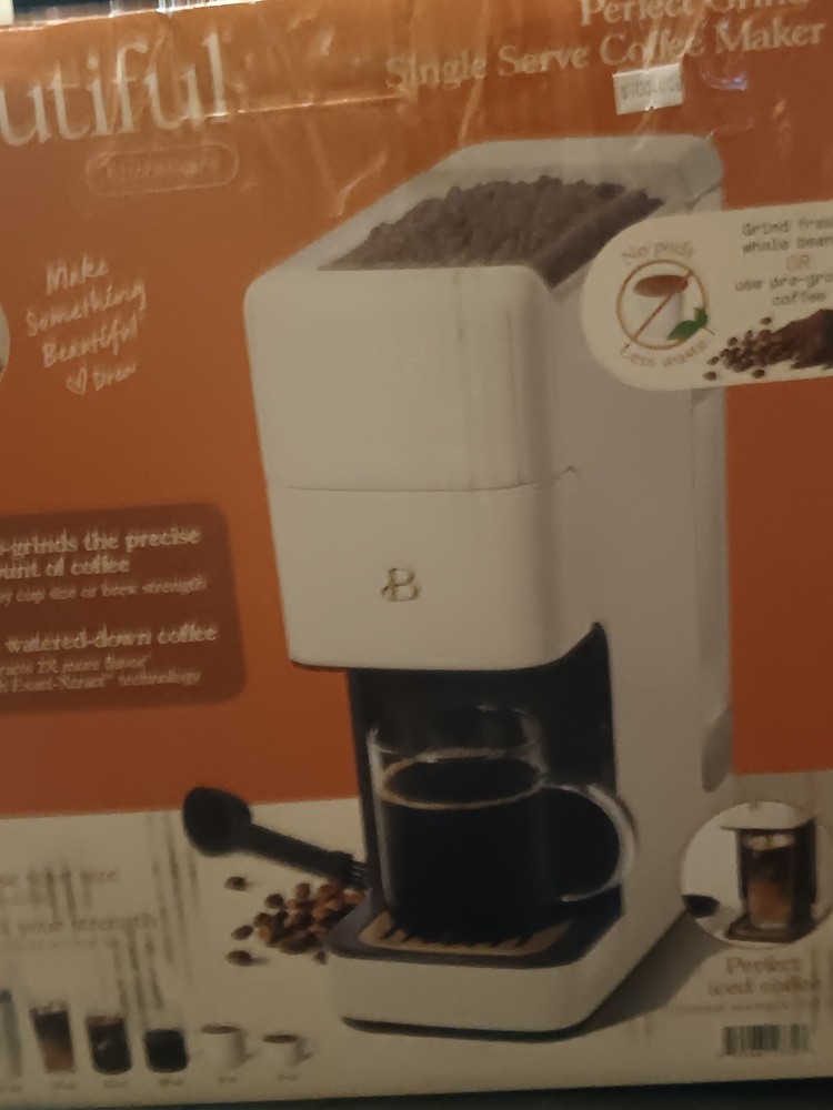 Beautiful Single Serve Coffee Maker White Grinds Beans & Ground Drip Filter