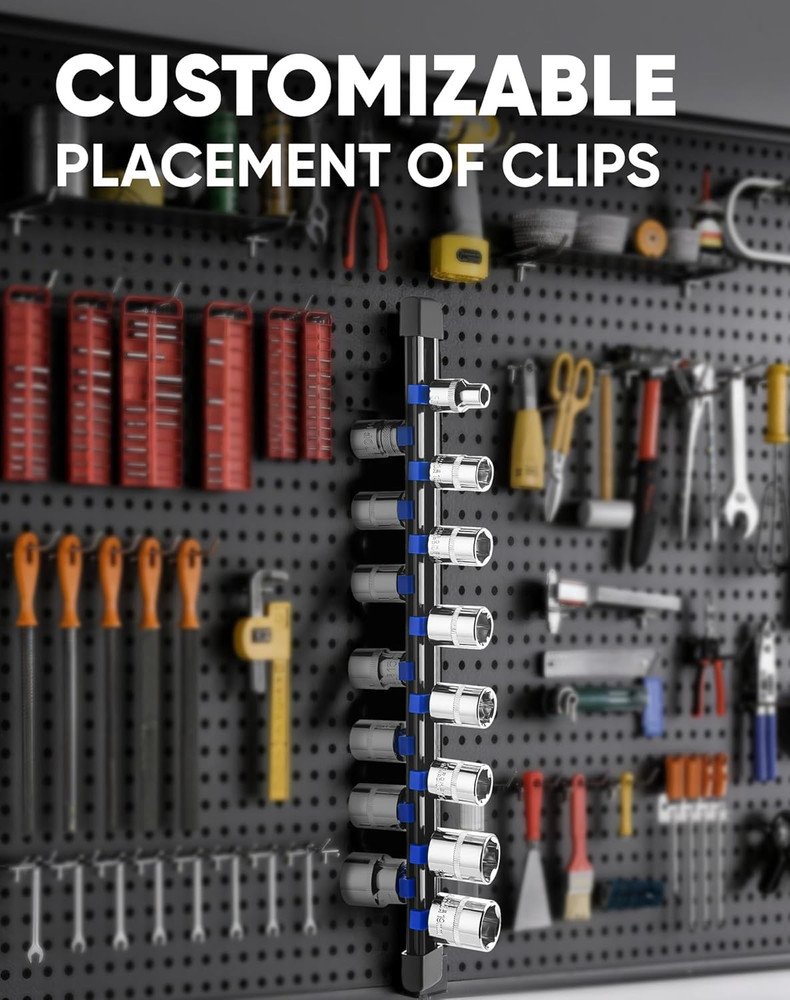 3PC ABS Socket Organizer, Socket Rails Fit 1/2 Inch Drive, Heavy Duty Socket Hol