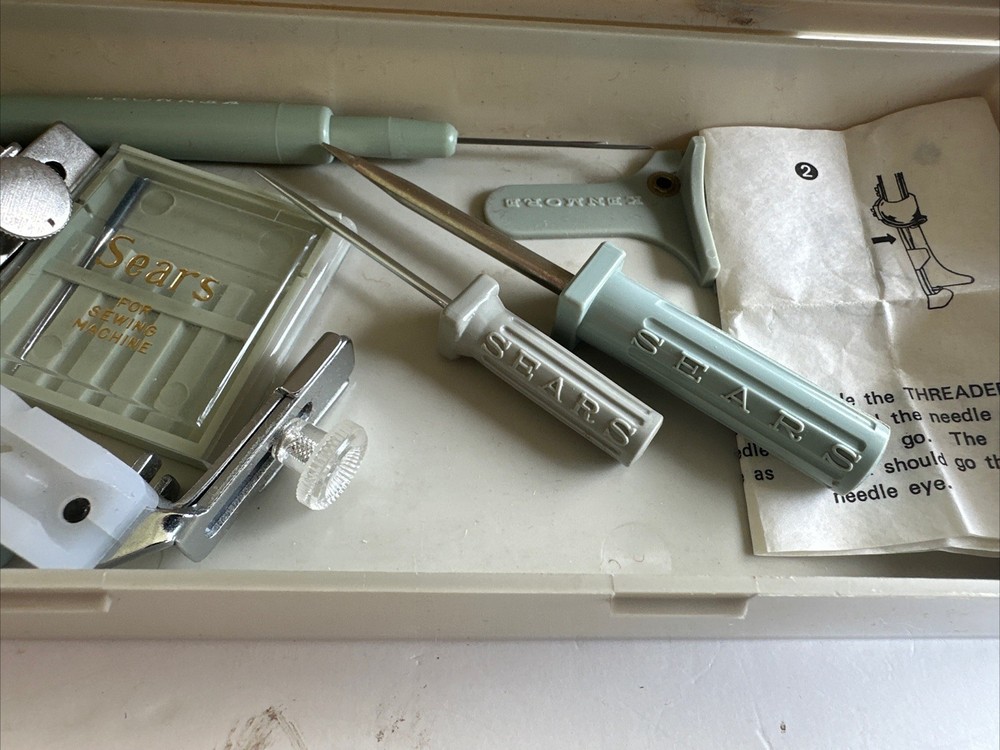 Vintage SEARS KENMORE Sewing Machine Tools Screwdriver Threader Instructions Box