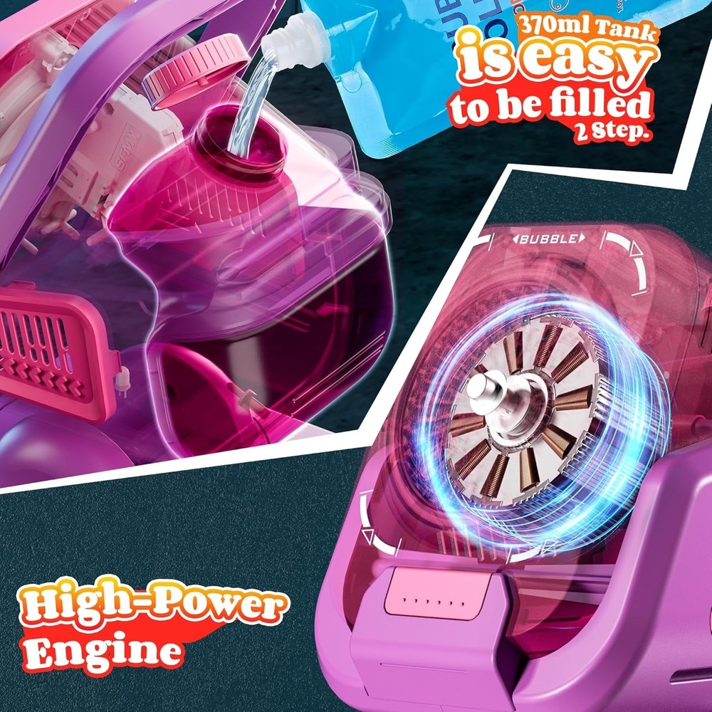 2025 Upgraded Bubble Machine with Remote Control Automatic Rotation & RGB Lig...