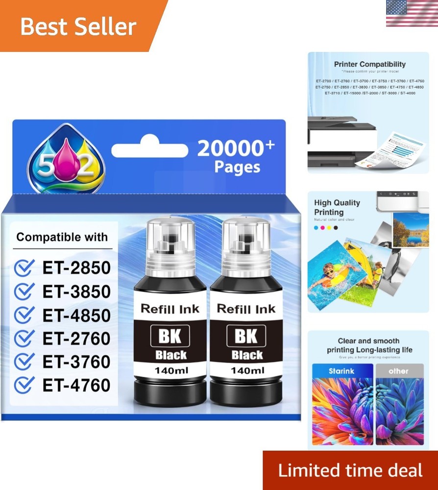 Starink 502 Ink Replacement – 140ml Each Bottle, Strong Performance, Clog-Free