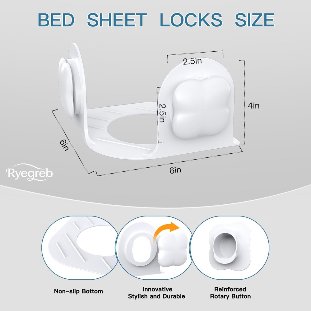 Sheet Holders Bed Sheet Grippers Fitted Sheet Holder for Corners Keep Sheets...