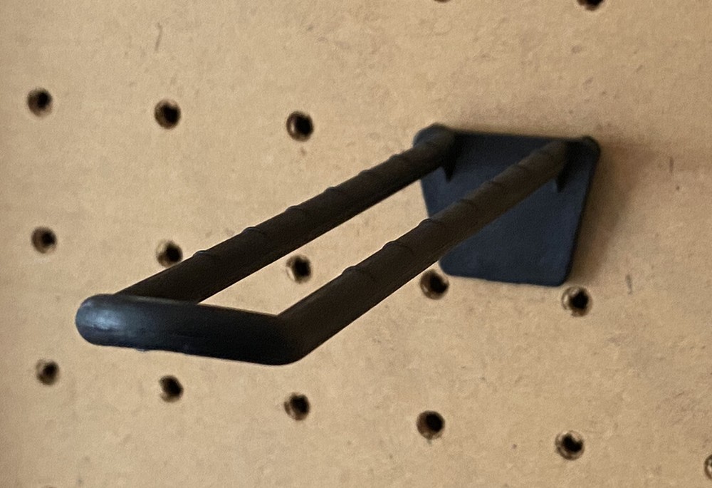 (6 PACK) 4.5 Inch Black Plastic Peg Loop Hooks for Pegboard & Slatwall