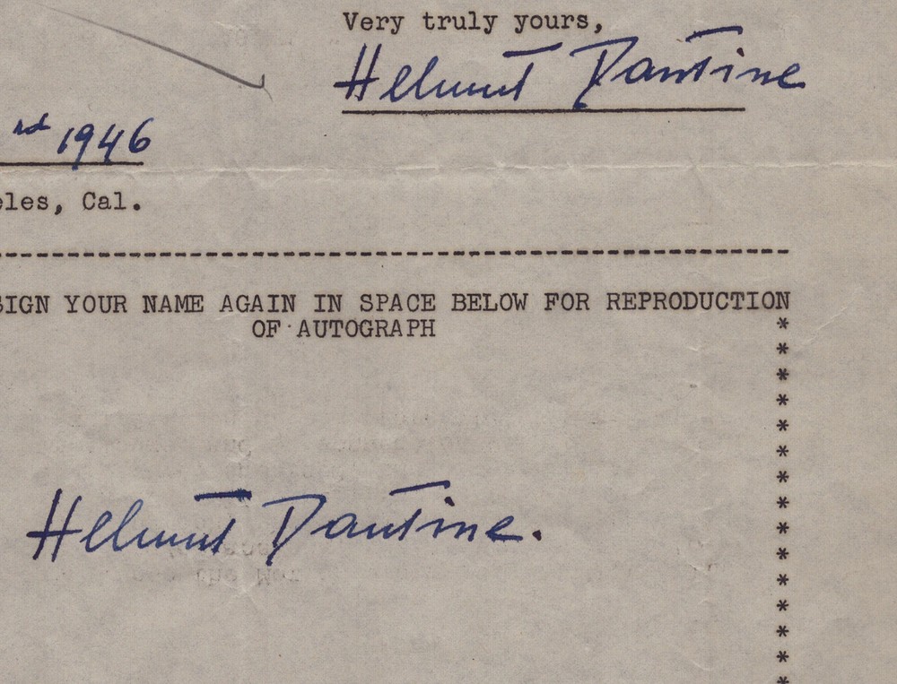 HELMUT DANTINE - DOCUMENT DOUBLE SIGNED 07/07/1946