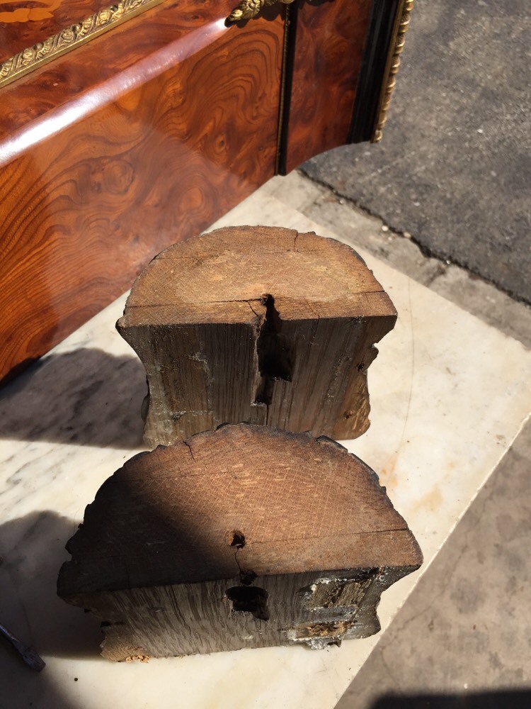 One Pair Antique Carved Oak Decorative Capitals