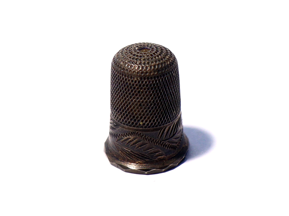 19thC THIMBLE Fine Engraved Foliage Sterling Silver #TH11